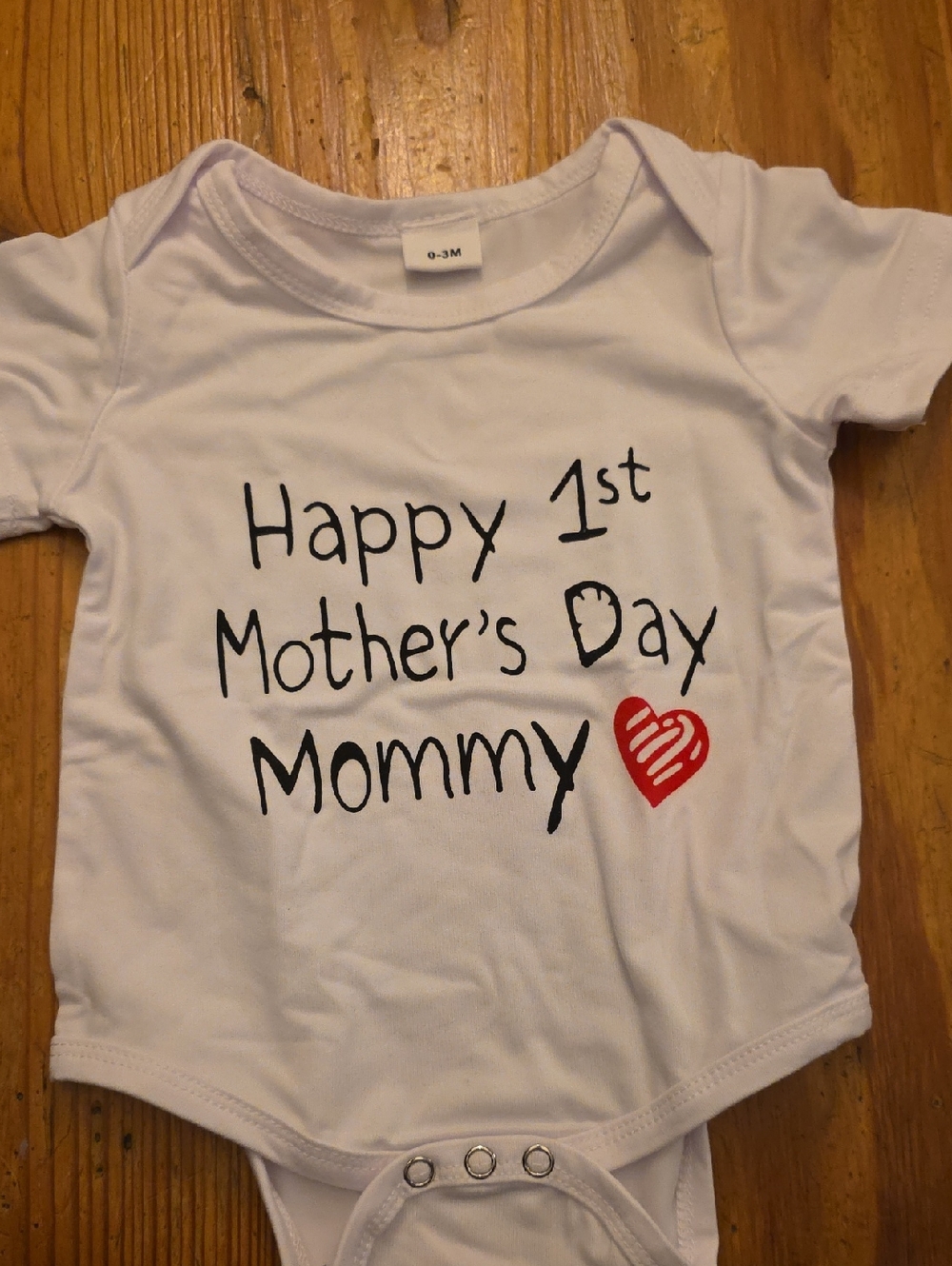 White "Happy 1st Mother's Day Mommy" Baby Bodysuit 0-3 Months